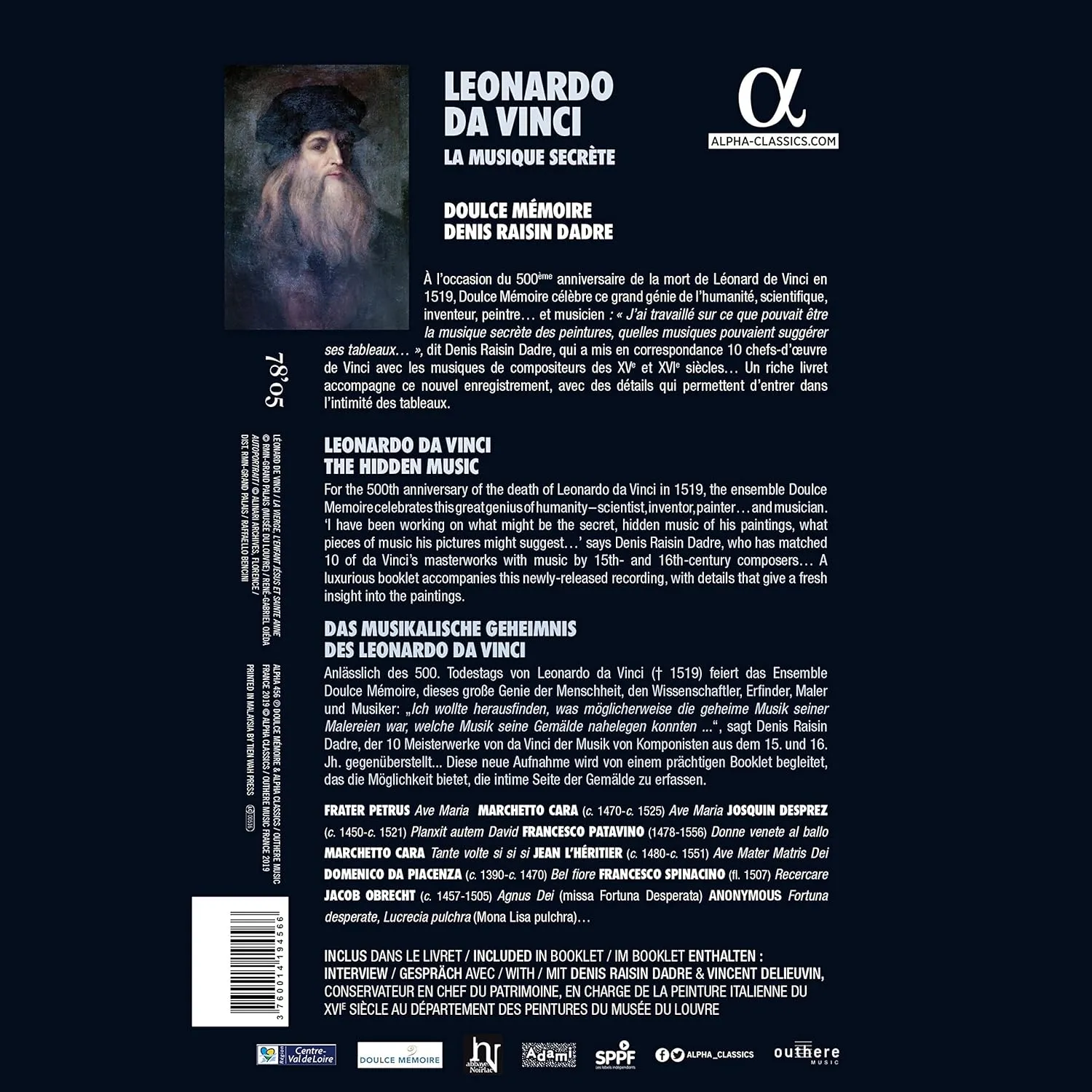 Doulce Mémoire - Leonardo Da Vinci: La Musique Secrète [Audio CD]