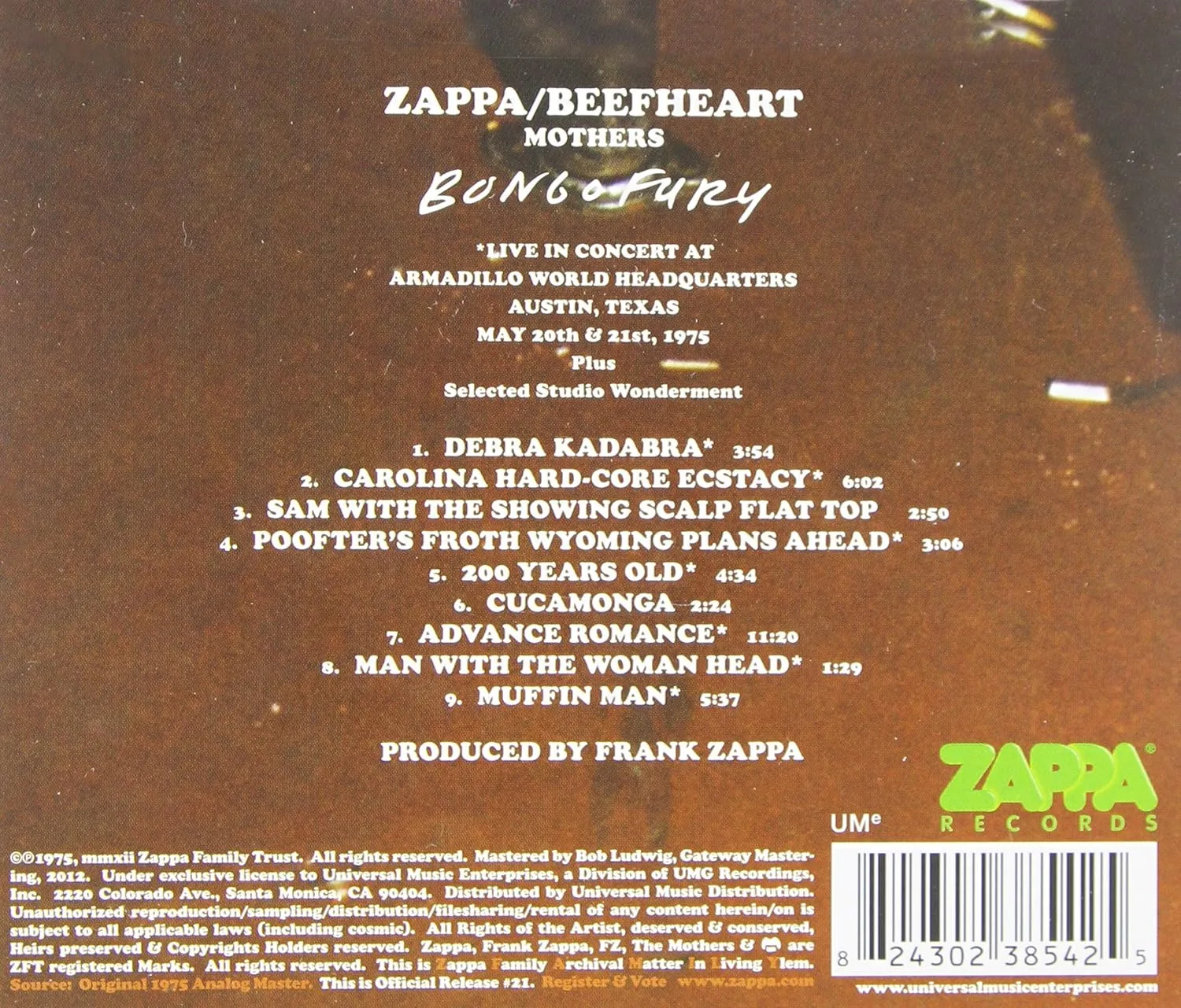 Frank Zappa & Captain Beefheart - Bongo Fury [Audio CD]