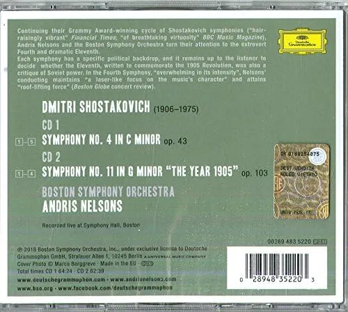 Shostakovich: Symphonies Nos. 4 & The Year 19 - Deutsche Grammophon Classical Orchestral CD