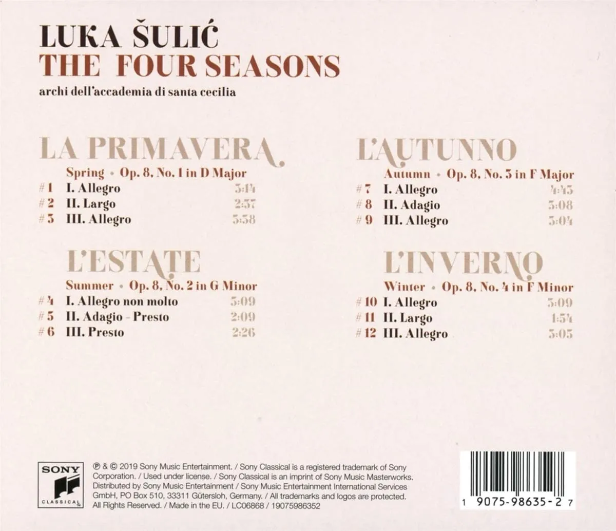 Sulic, Luka - Vivaldi: The Four Seasons [Audio CD]