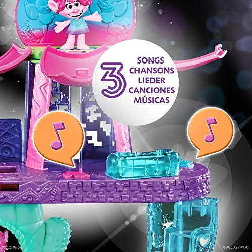 Trolls World Tour Blooming Pod Stage Musical Toy - Interactive Playset with Poppy Figure for Kids 4  (E7721)