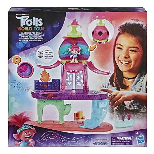 Trolls World Tour Blooming Pod Stage Musical Toy - Interactive Playset with Poppy Figure for Kids 4  (E7721)